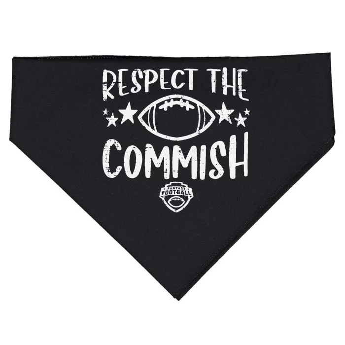 Respect The Commish Fantasy Football Funny Commissioner FFL USA-Made Doggie Bandana