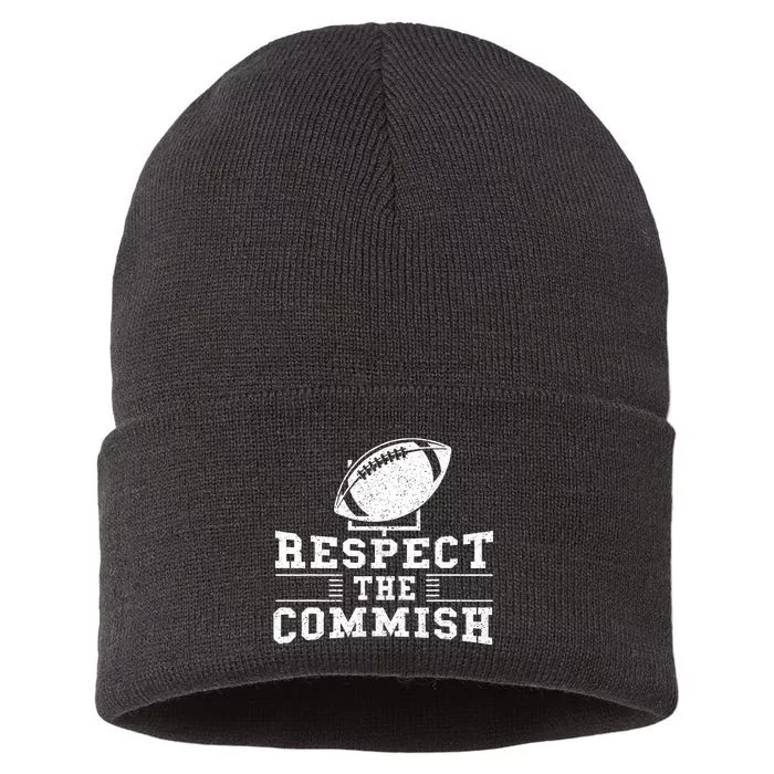 Respect The Commish Fantasy Football Game Day Gift Sustainable Knit Beanie