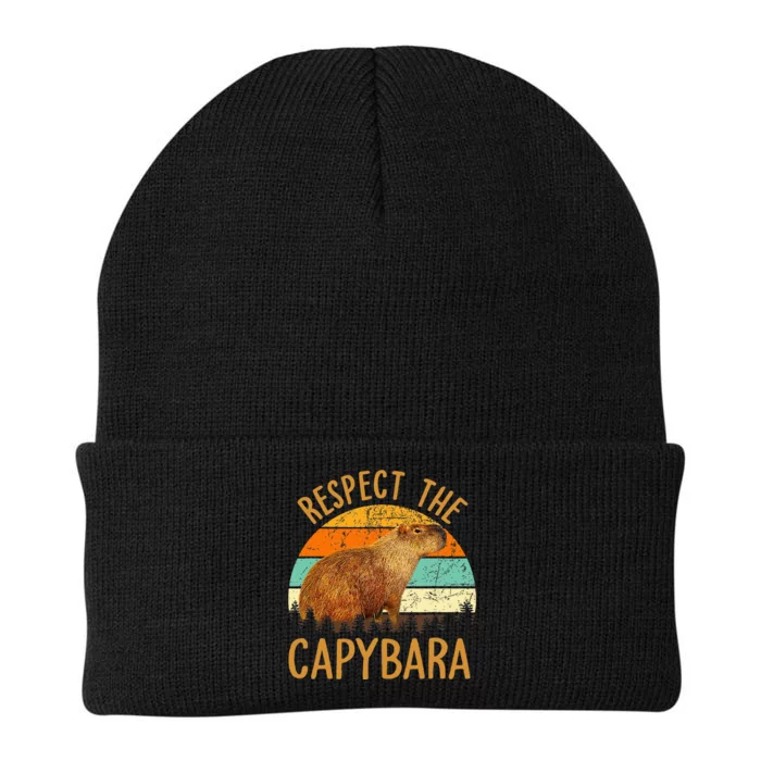 Respect The Capybara Animal Funny Capybara Lover Knit Cap Winter Beanie