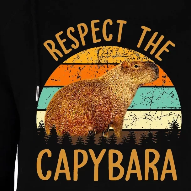 Respect The Capybara Animal Funny Capybara Lover Womens Funnel Neck Pullover Hood