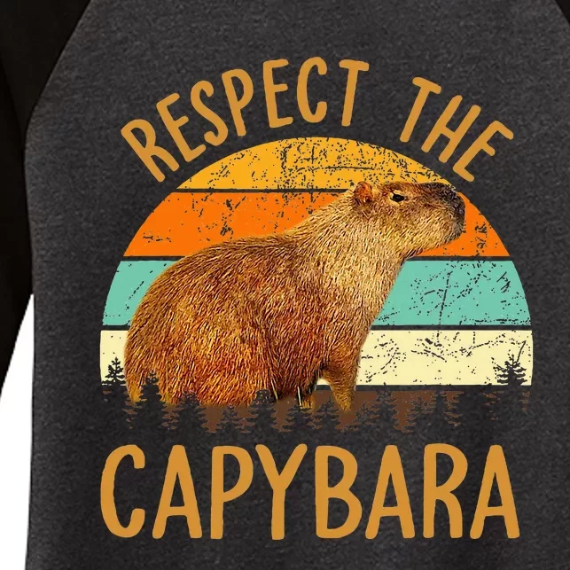 Respect The Capybara Animal Funny Capybara Lover Women's Tri-Blend 3/4-Sleeve Raglan Shirt