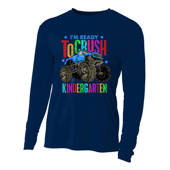 Ready To Crush Kindergarten Monster Truck Back To School Boy Cooling Performance Long Sleeve Crew