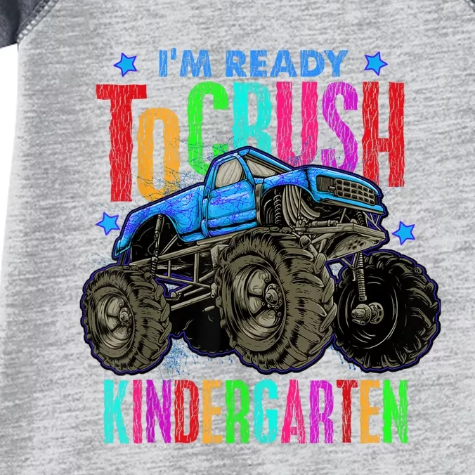 Ready To Crush Kindergarten Monster Truck Back To School Boy Infant Baby Jersey Bodysuit