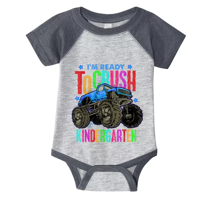 Ready To Crush Kindergarten Monster Truck Back To School Boy Infant Baby Jersey Bodysuit