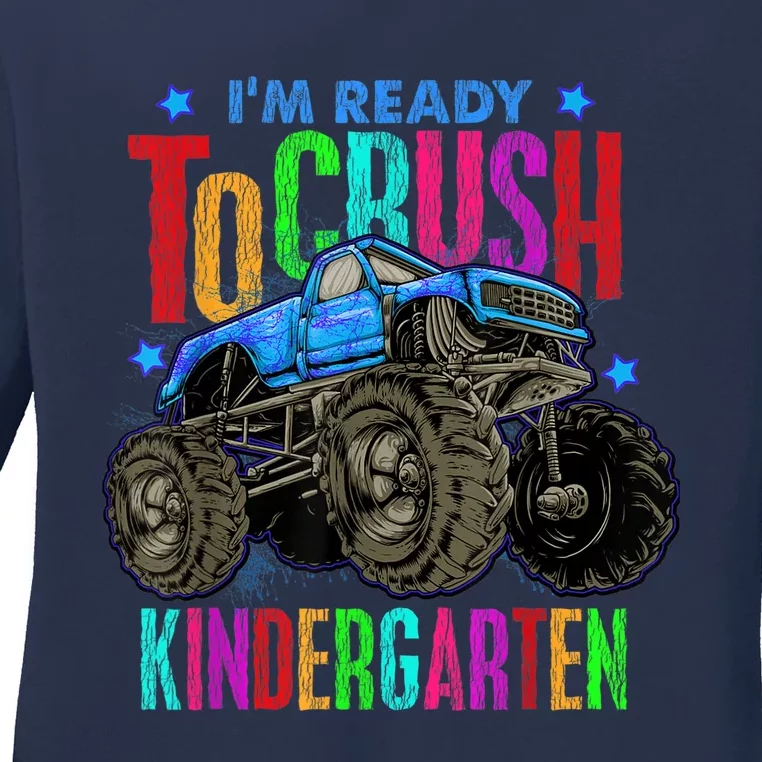 Ready To Crush Kindergarten Monster Truck Back To School Boy Ladies Long Sleeve Shirt