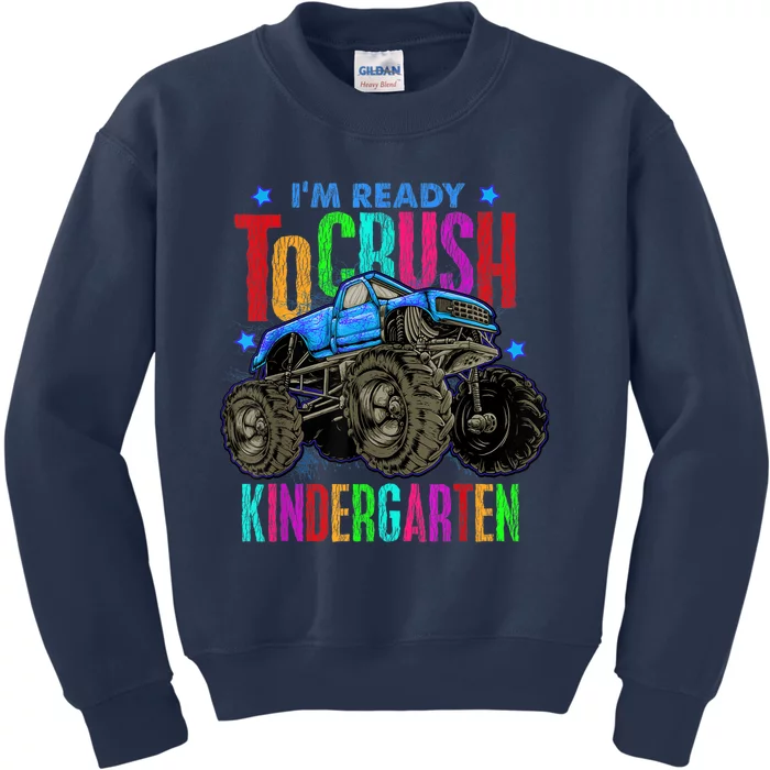 Ready To Crush Kindergarten Monster Truck Back To School Boy Kids Sweatshirt