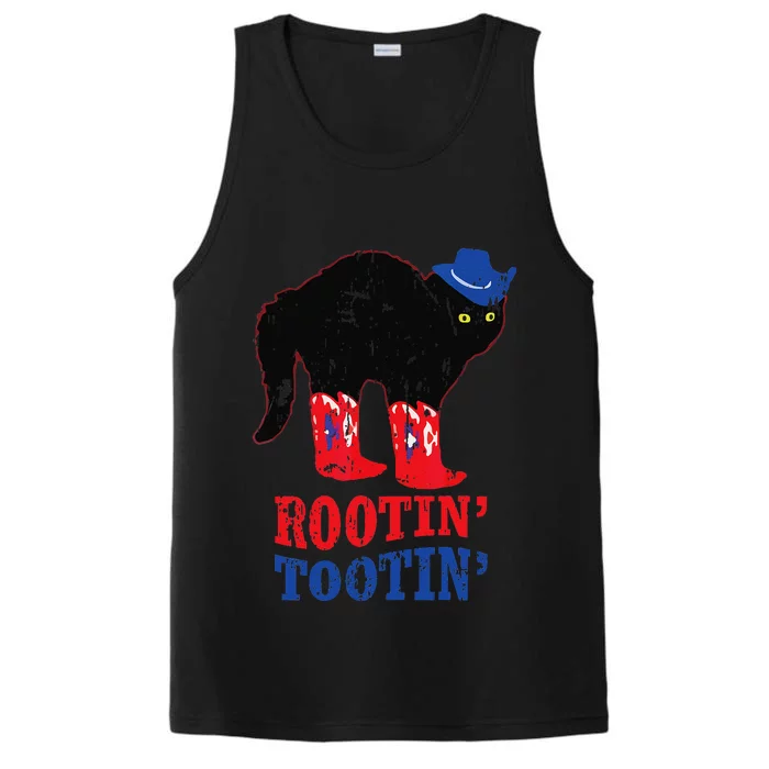 Rootin Tootin Cowboy Cat Funny Apparel Vintage Performance Tank