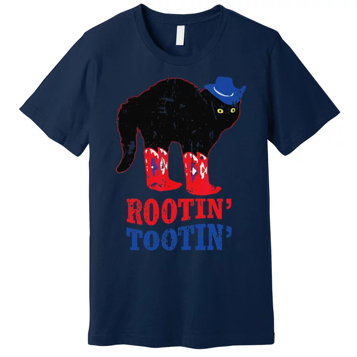 Rootin Tootin Cowboy Cat Funny Apparel Vintage Premium T-Shirt