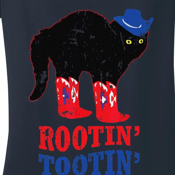 Rootin Tootin Cowboy Cat Funny Apparel Vintage Women's V-Neck T-Shirt