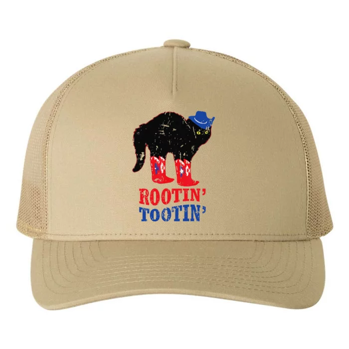 Rootin Tootin Cowboy Cat Funny Apparel Vintage Yupoong Adult 5-Panel Trucker Hat