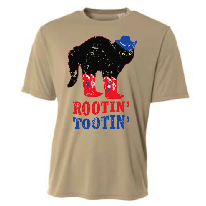 Rootin Tootin Cowboy Cat Funny Apparel Vintage Cooling Performance Crew T-Shirt