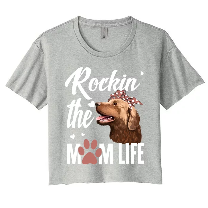 Rockin The Chesapeake Bay Retriever Mom Life Dog Lover Gift Women's Crop Top Tee