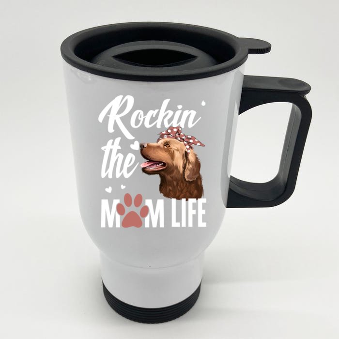 Rockin The Chesapeake Bay Retriever Mom Life Dog Lover Gift Front & Back Stainless Steel Travel Mug