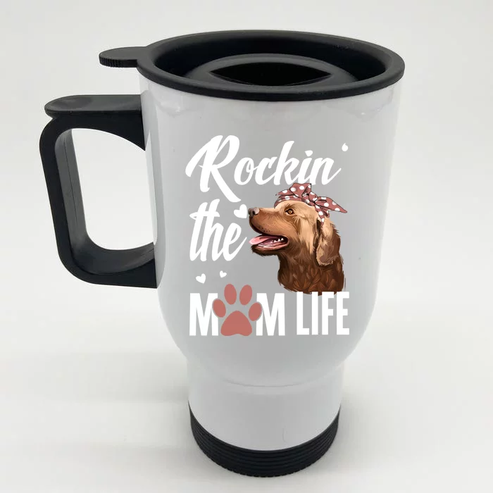 Rockin The Chesapeake Bay Retriever Mom Life Dog Lover Gift Front & Back Stainless Steel Travel Mug