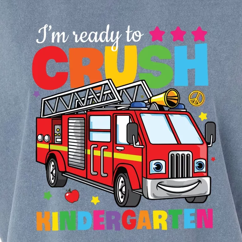 Ready To Crush Kindergarten Fire Truck Back To School Garment-Dyed Women's Muscle Tee