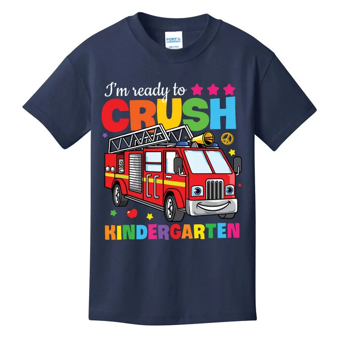 Ready To Crush Kindergarten Fire Truck Back To School Kids T-Shirt