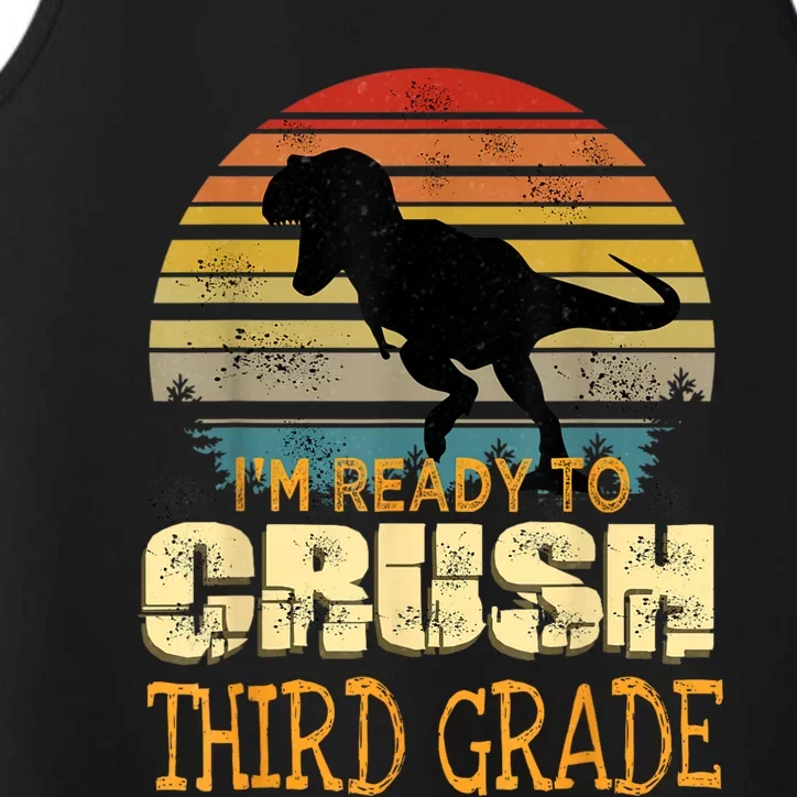 Ready To Crush Third 3rd Grade Dinosaur Back To School Boy Performance Tank