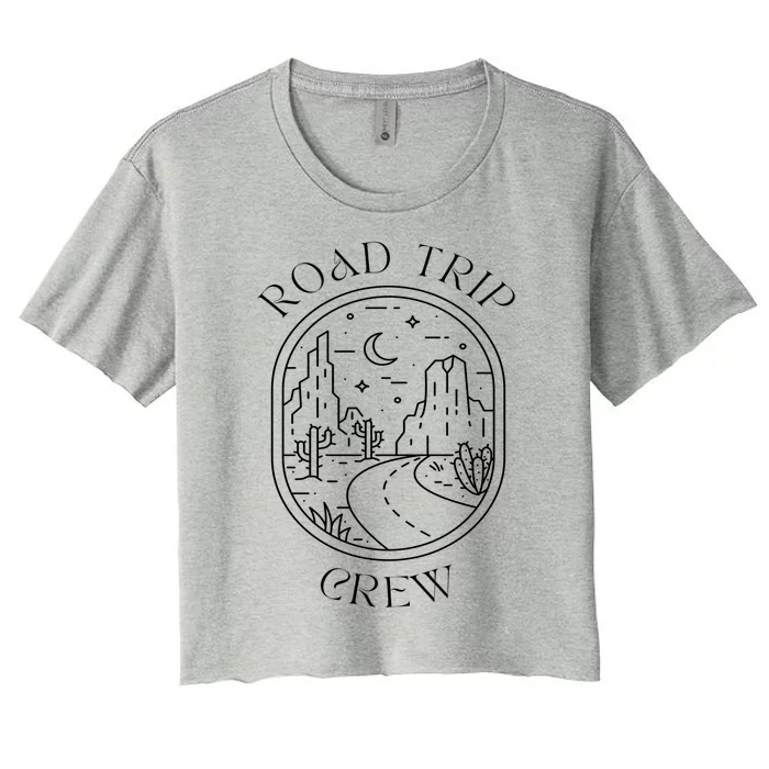 Road Trip Crew Funny Travel Family Matching Minimalistic Art Meaningful Gift Women's Crop Top Tee