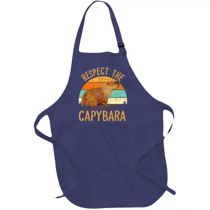 Respect The Capybara Animal Funny Capybara Lover Full-Length Apron With Pocket