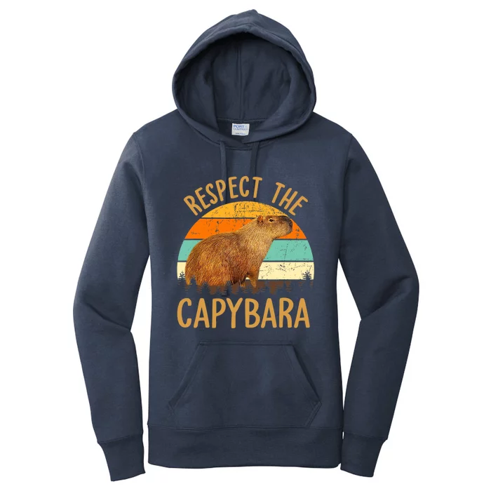 Respect The Capybara Animal Funny Capybara Lover Women's Pullover Hoodie