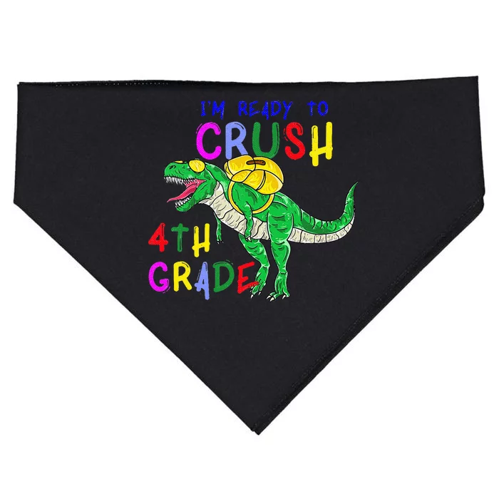 Ready to Crush 4th Grade Dinosaur Back to School USA-Made Doggie Bandana