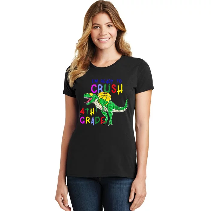 Ready to Crush 4th Grade Dinosaur Back to School Women's T-Shirt