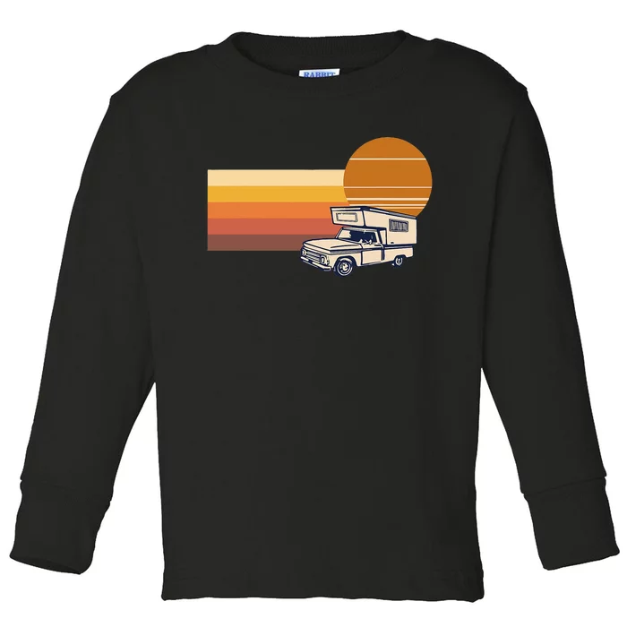 Retro Truck Camper Cabover Slidein Camper RV Truck Toddler Long Sleeve Shirt