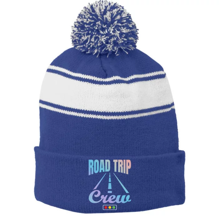 Road Trip Crew Travel Travelling Matching Family Group Cool Gift Stripe Pom Pom Beanie