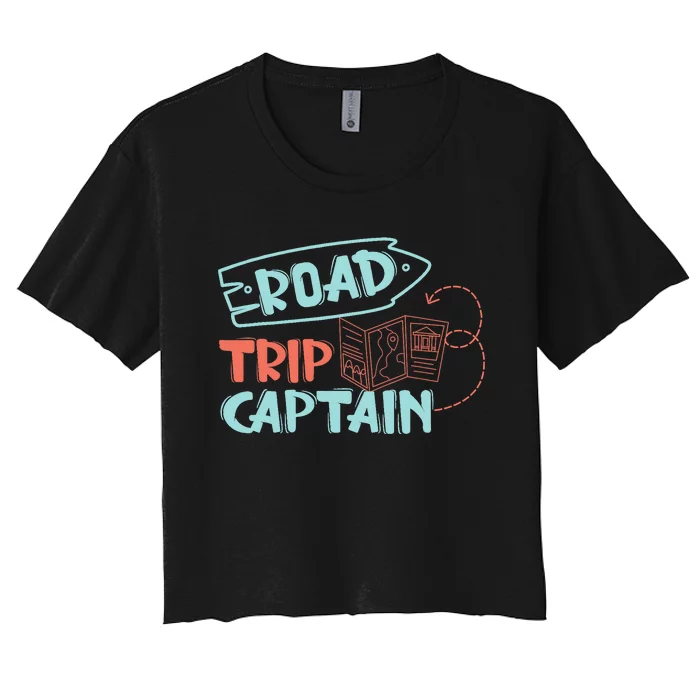 Road Trip Captain Traveler Vacation Explorer Adventure Gift Women's Crop Top Tee