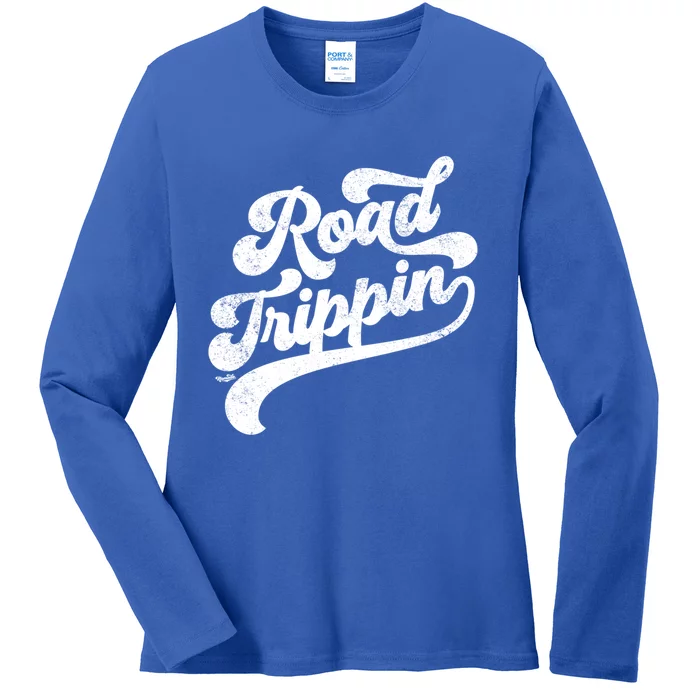 Road Trippin Cool Retro Vintage Road Trip Distressed Cool Gift Ladies Long Sleeve Shirt