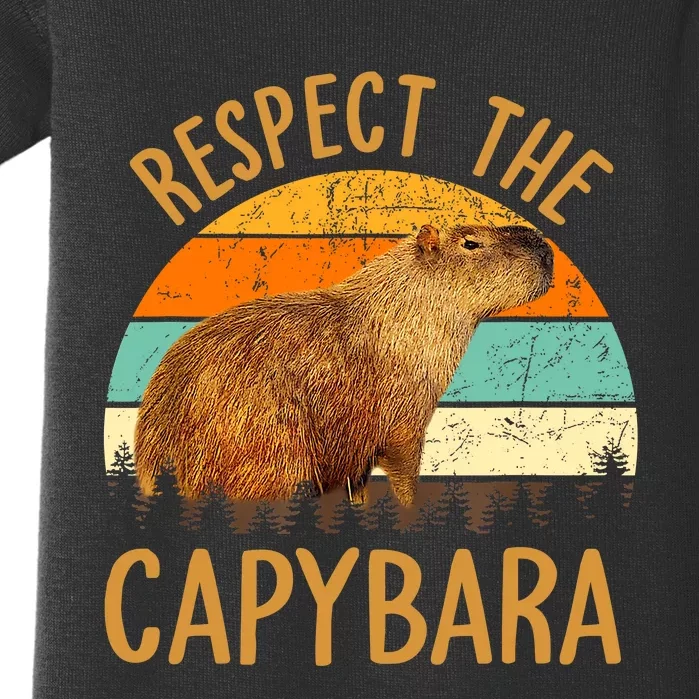 Respect The Capybara Animal Funny Capybara Lover Baby Bodysuit