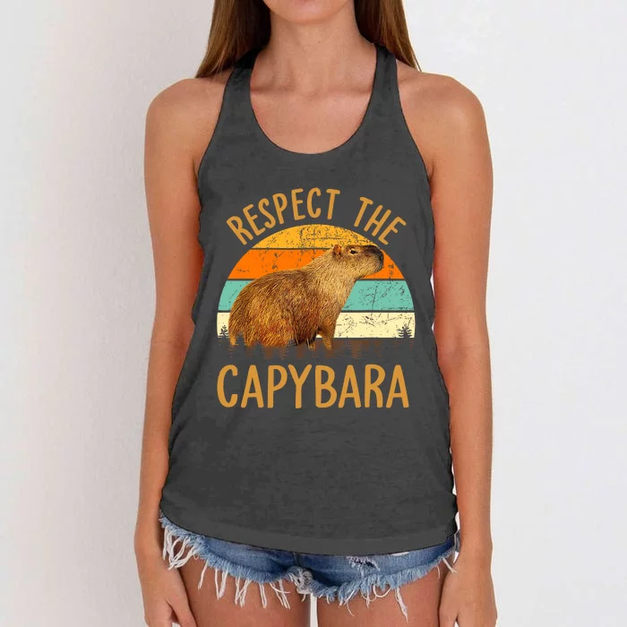 Respect The Capybara Animal Funny Capybara Lover Women's Knotted Racerback Tank