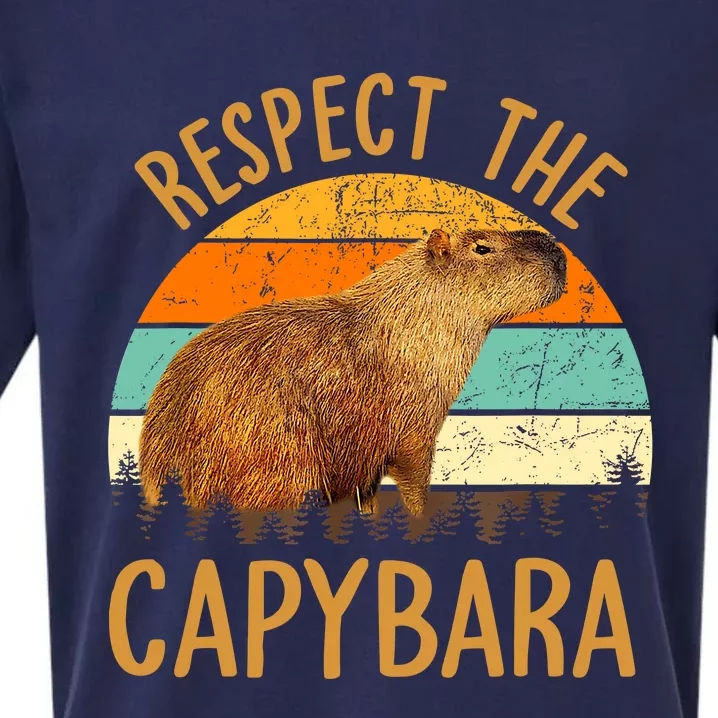 Respect The Capybara Animal Funny Capybara Lover Sueded Cloud Jersey T-Shirt