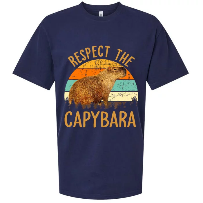 Respect The Capybara Animal Funny Capybara Lover Sueded Cloud Jersey T-Shirt