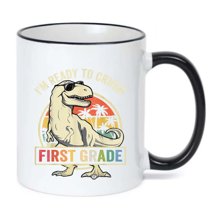 Ready To Crush First Grade 1st Day Of School Dinosaur Black Color Changing Mug