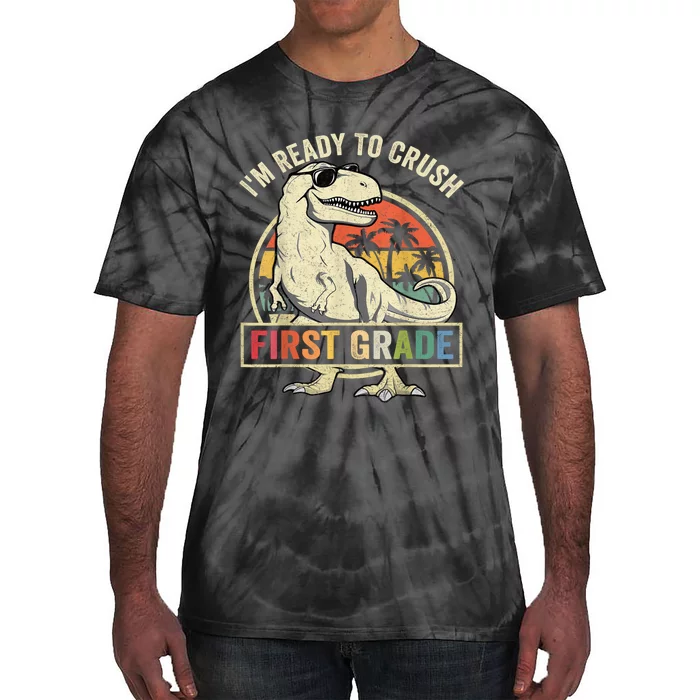 Ready To Crush First Grade 1st Day Of School Dinosaur Tie-Dye T-Shirt