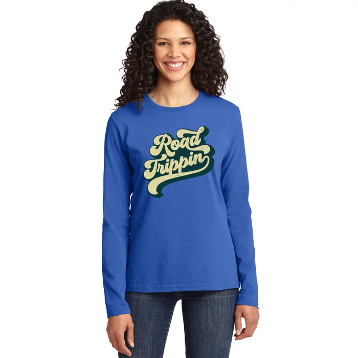 Road Trippin Cool Retro Vintage Road Trip Gift Ladies Long Sleeve Shirt