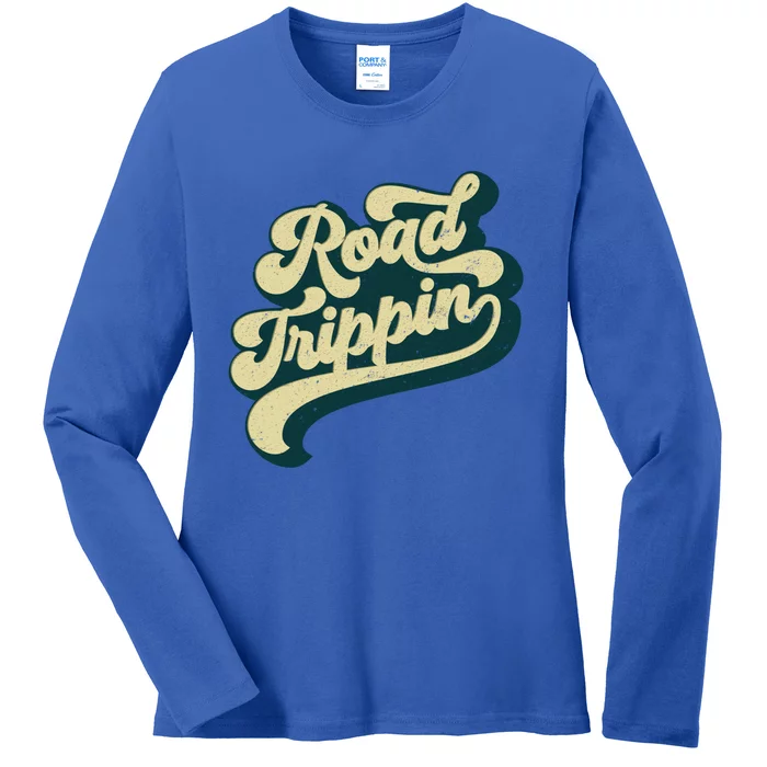 Road Trippin Cool Retro Vintage Road Trip Gift Ladies Long Sleeve Shirt