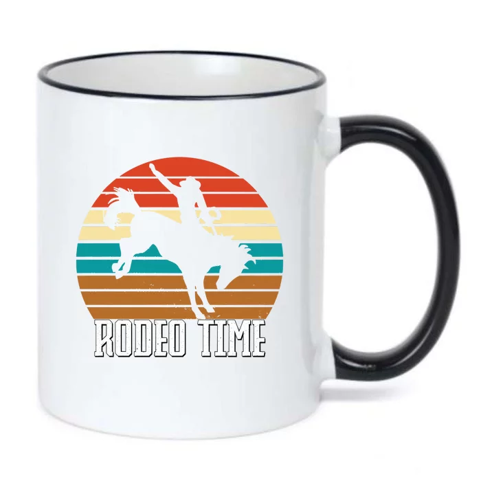 Rodeo Time Cowboy Wranglers Bucking Horse Retro Sunset Black Color Changing Mug