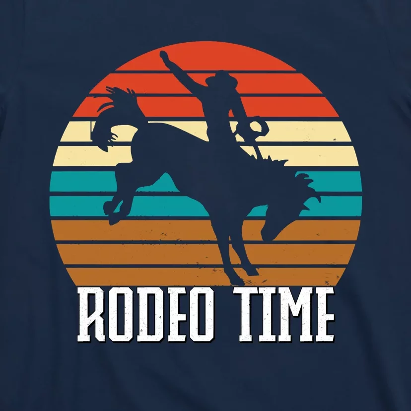 Rodeo Time Cowboy Wranglers Bucking Horse Retro Sunset T-Shirt