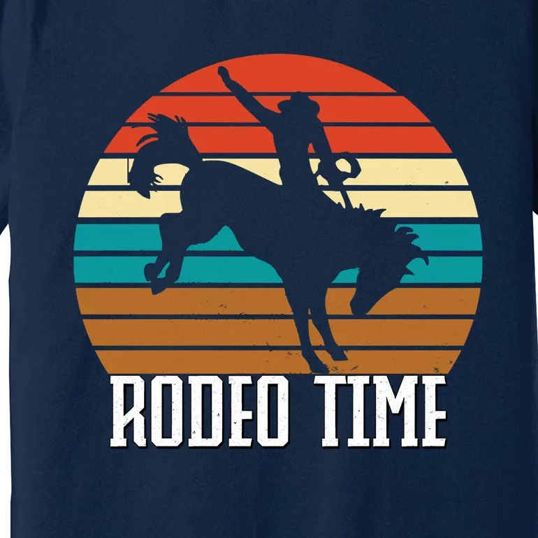 Rodeo Time Cowboy Wranglers Bucking Horse Retro Sunset Premium T-Shirt