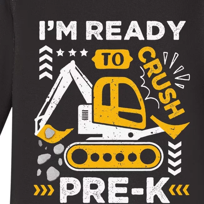 Ready To Crush Preschool Prek Construction Truck Boy Gift Baby Long Sleeve Bodysuit