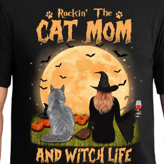 Rocking The Cat Mom And Witch Life Maine Coon Halloween Gift Pajama Set