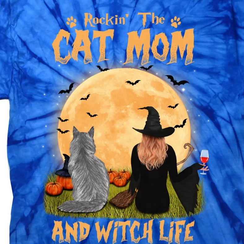 Rocking The Cat Mom And Witch Life Maine Coon Halloween Gift Tie-Dye T-Shirt