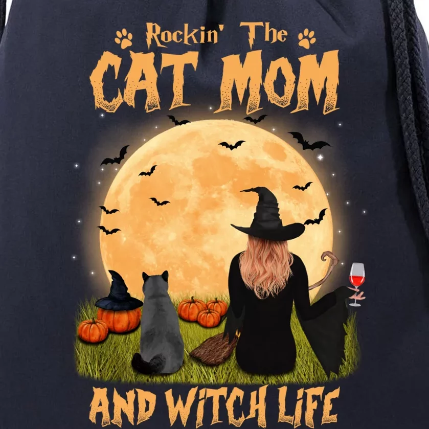 Rocking The Cat Mom Witch Life British Shorthair Halloween Cool Gift Drawstring Bag