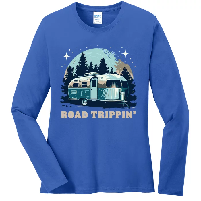 Road Trippin Camper Rv Camping Nature Forest And Mountains Gift Ladies Long Sleeve Shirt