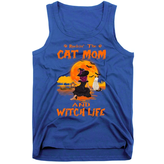 Rocking The Cat Mom Witch Life Siamese Cat Halloween Funny Gift Tank Top