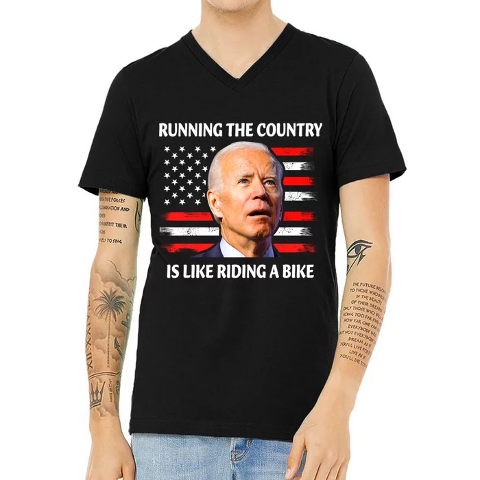 Running The Country Is Like Riding A Bike Joe Biden V-Neck T-Shirt