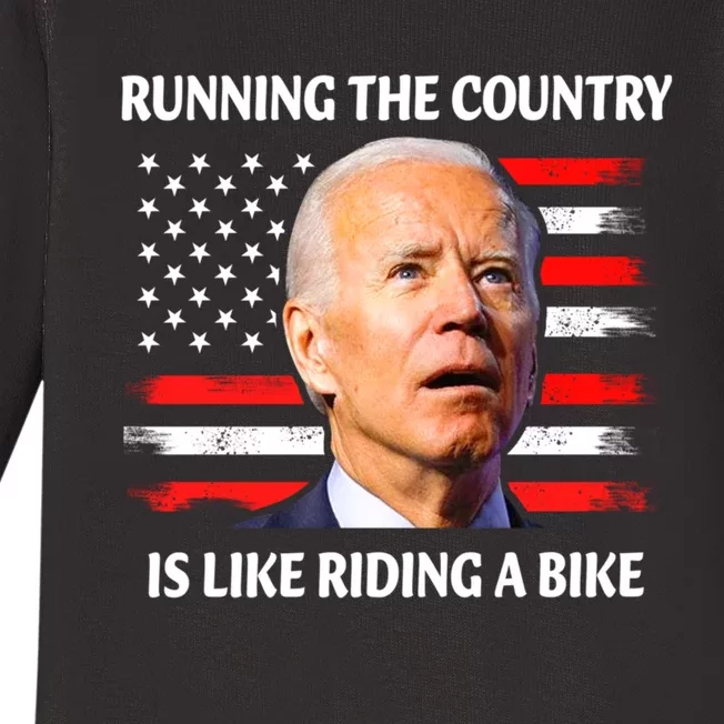 Running The Country Is Like Riding A Bike Joe Biden Baby Long Sleeve Bodysuit