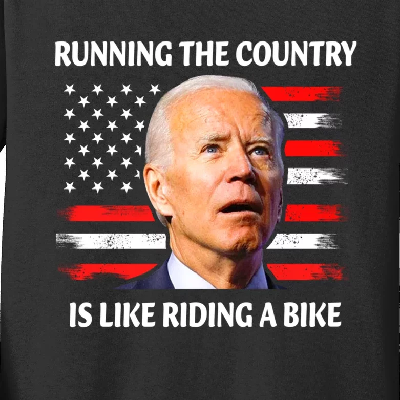 Running The Country Is Like Riding A Bike Joe Biden Kids Long Sleeve Shirt